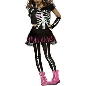 Cutest Child Skelton Dress Halloween Costume (M)